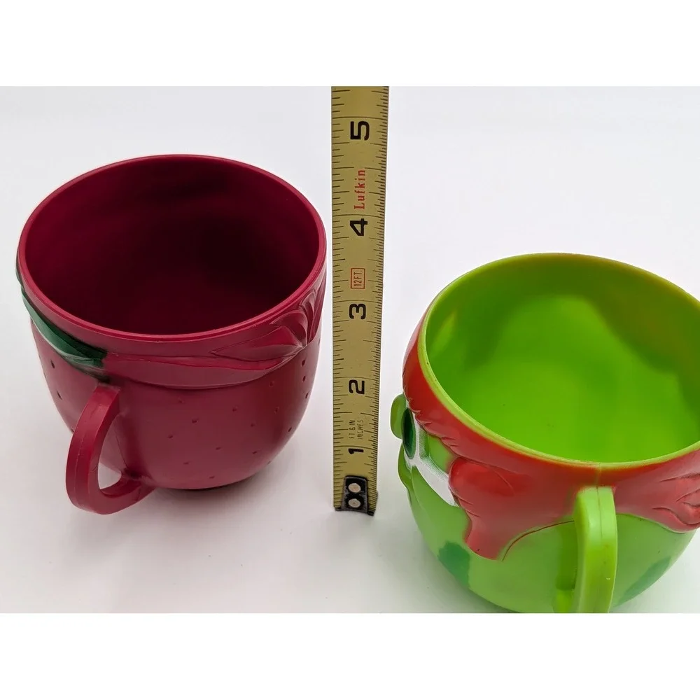 Pillsbury Funny Face Mugs Red Green Strawberry Watermelon Vintage 1969 1974